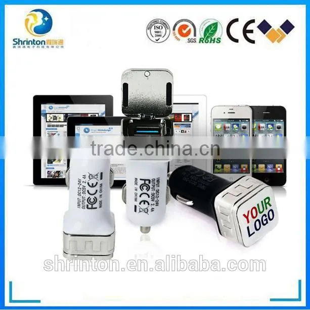 5V 2.4A dual usb car charger with metal material