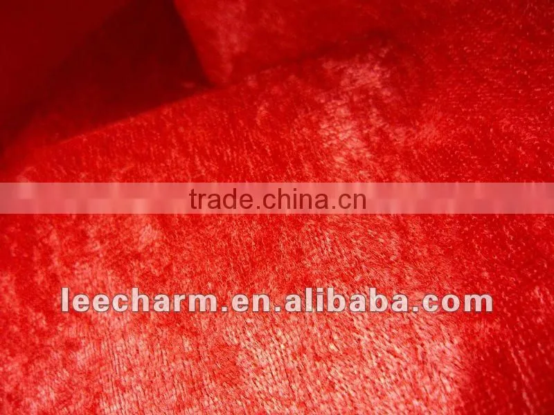 100% Polyester Christmas Red Knitted Velour Fabric