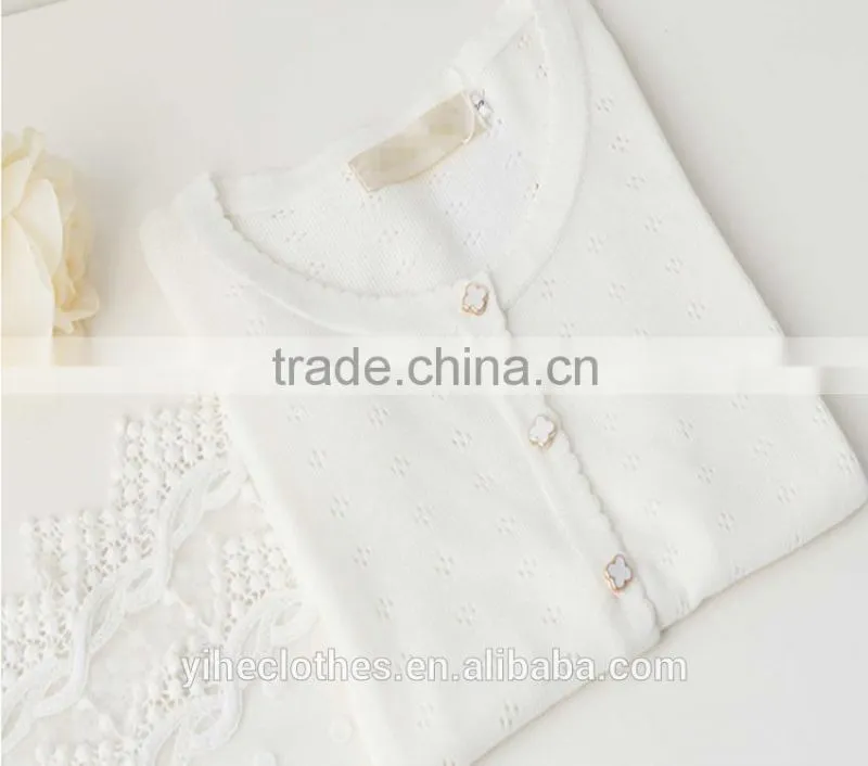 Sweet hollowed knitted sweater cardigan for lady's wear