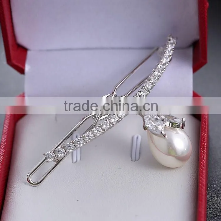 HappyBaby Shinning Pearl Barrettes CZ Diamond Rhinestone Headwear Hair Clips Hairpin Hair Pin BB Clip