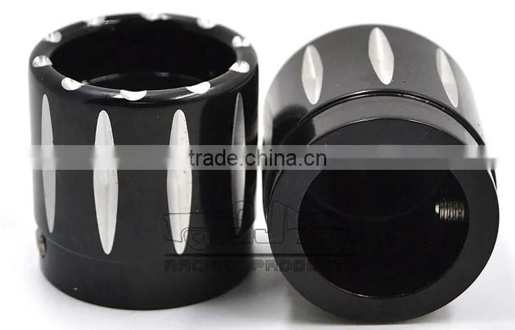 BJ-FS-HA001 High Quality Black Deep Edge CNC Billet Alloy Motorcycle Front Axle Cap Universal for Harley Davidson and Choppers