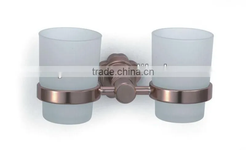 Wall-mounted frosted glass tooth cup with alumimum shelf