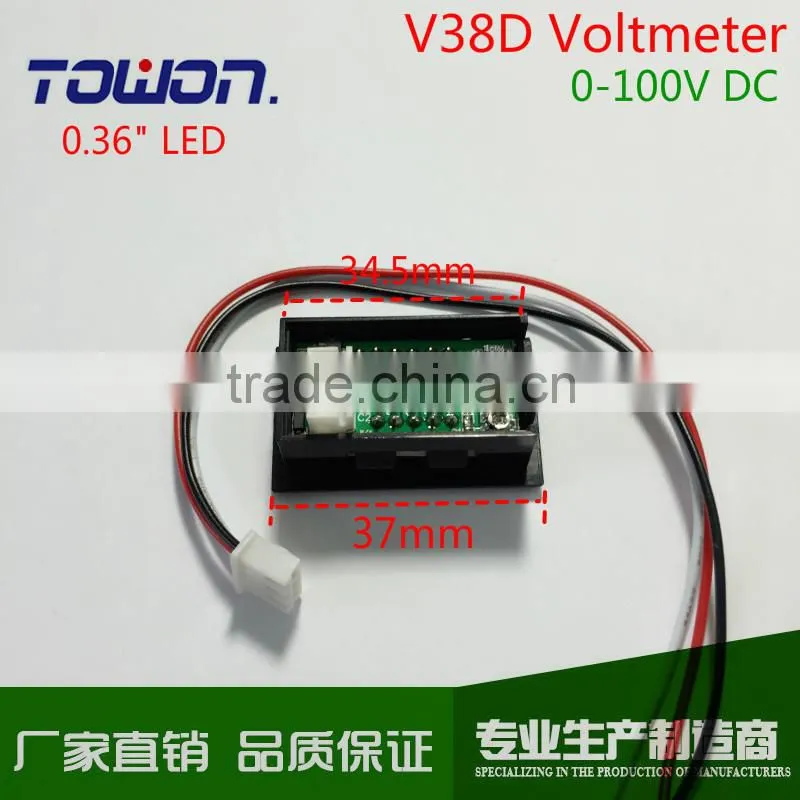 V38D 0.36" mini Digital DC Voltmeter DC 0-100V Digital LED Voltmeter Red green and blue available