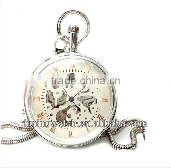 CT-1701 manufacurer of new products 2013 waterproof fashionable skeleton pocket watch skeleton watch winner