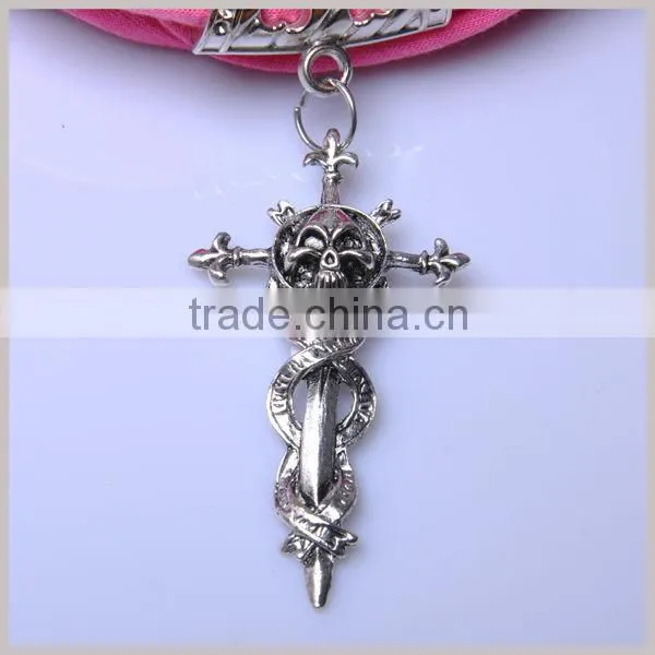 Spring fashion Skull Penant scarf with antique cross necklace