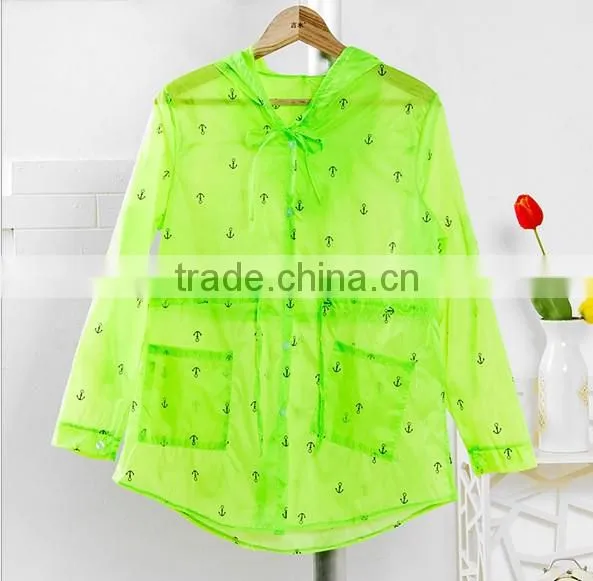2015 Summer long sleeve hooded sun protection clothing fashion nylon clothing