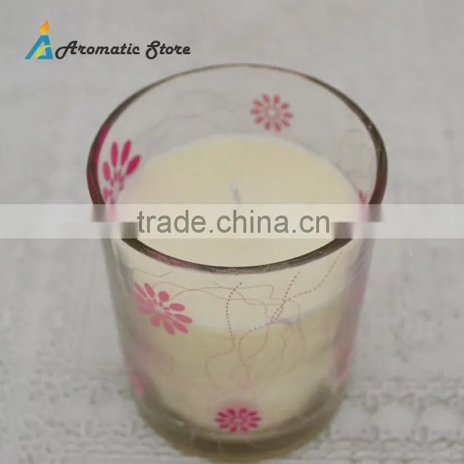 Fashion White Scented Soy Wax Candle In Glass Jar