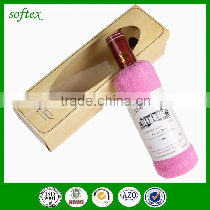 Gift wedding cake towel bottle shape of wine Red towels wine bottle towel cake