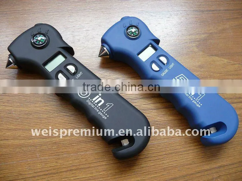 Promotional useful emergency 5 in 1 Digital Tire Gauge