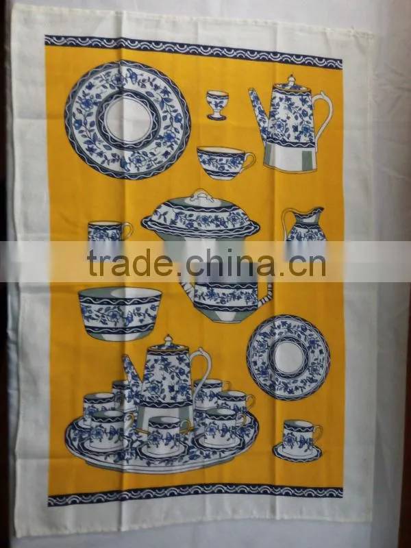 kitchen digital printed linen tea towel for home decorationl,promotion and gift-- chinaware or porcelain design