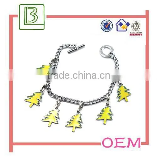 custom logo enamel promotional pendant charm link bracelet