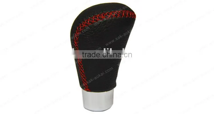 Manual Leather Car Gear Knob Red Stitching Universal