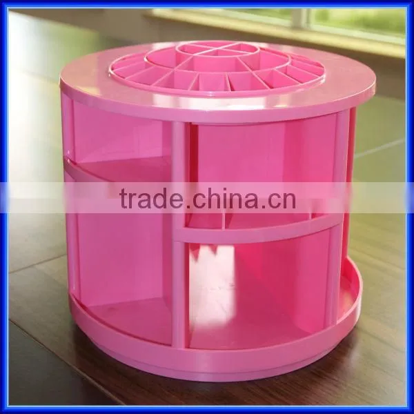 Hot sell pink rotating acrylic cosmetic organizer, custom plastic storage cosmetic organizer