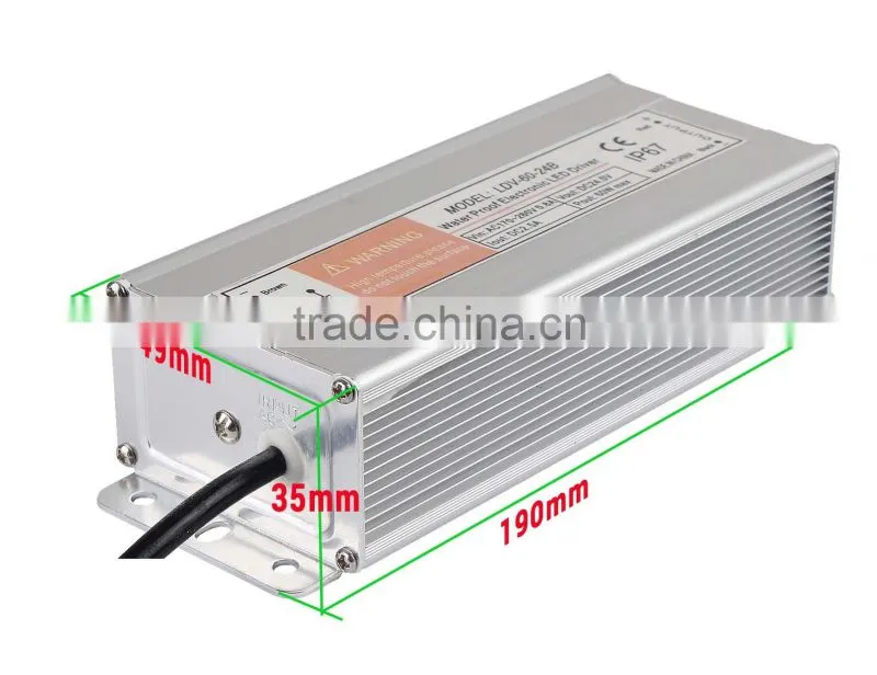 Waterproof IP67 60w CE RoHS approved 24v regulated power supply