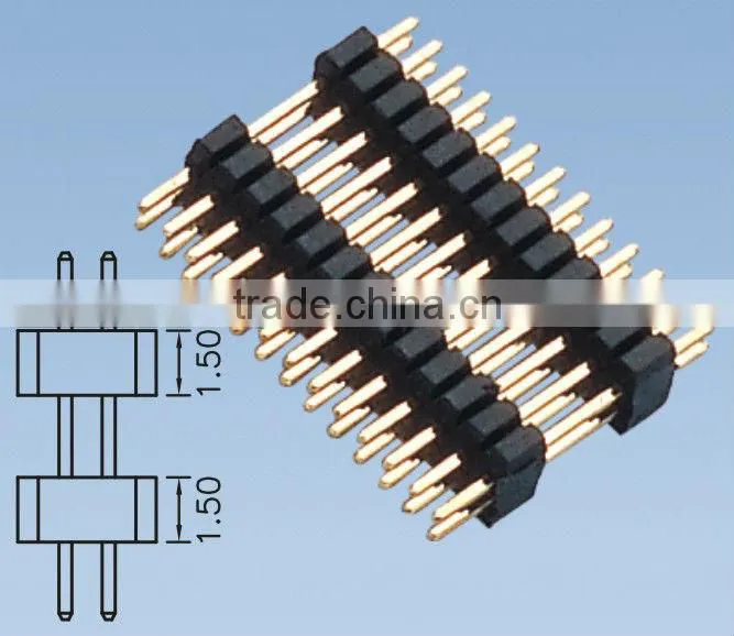 1.0mm Pitch Double Row Double Insulator Pin Header Straight Type Insulator Height=1.5
