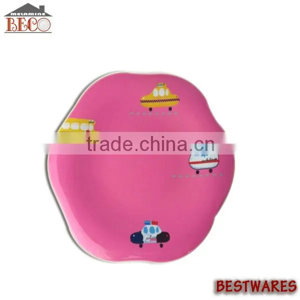 Wholesale anti broken pink kids melamine dinner dish set for children