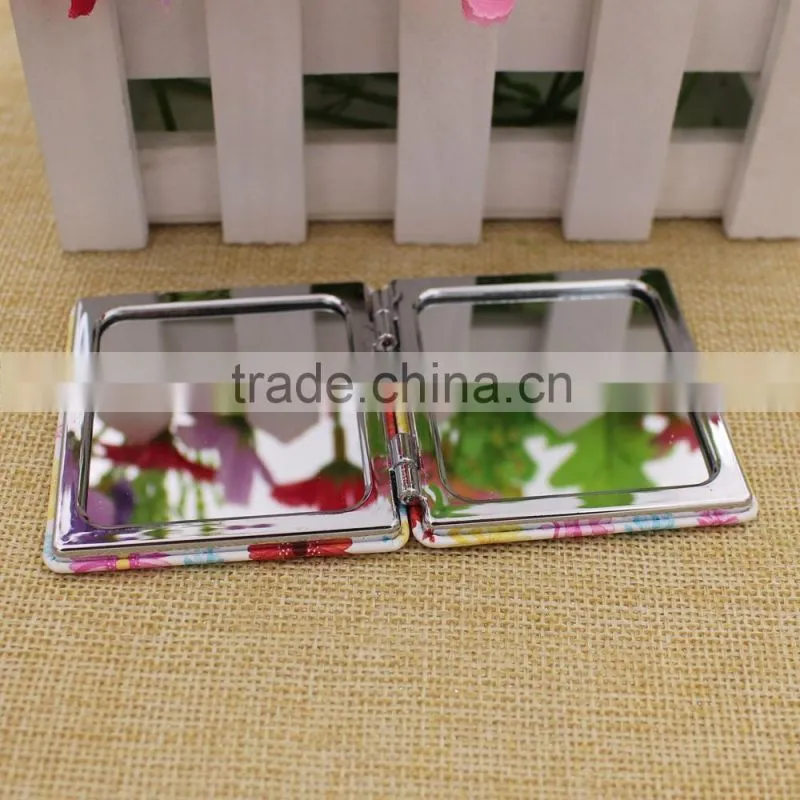Custom mini PU leather mirror pocket/flowers pocket mirror/ cosmetic mirror for promotion gifts