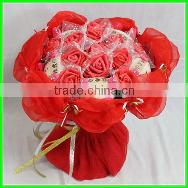 hot sale red plush flower bouquet