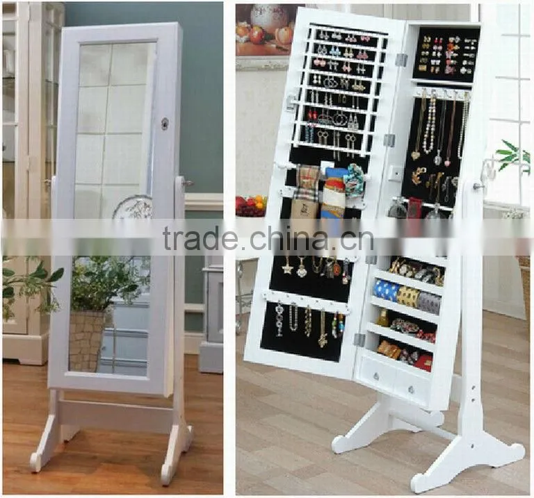 Wooden Mirrored Jewelry cabinet/stand mirrored jewelry cabinet
