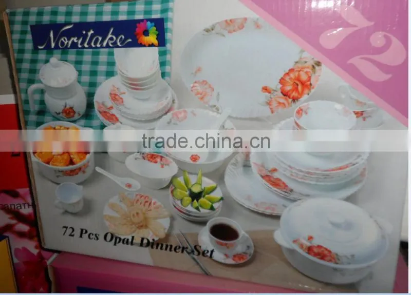 72pcs Spin Set Opal Glass Dinnerware Tableware