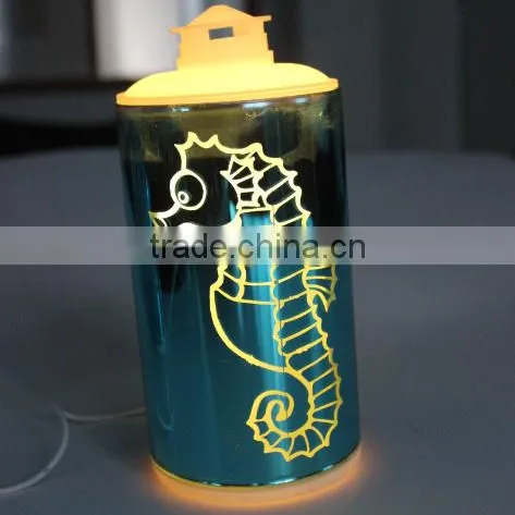 Fancy sea horse usb glass candle light aroma diffuser with clock
