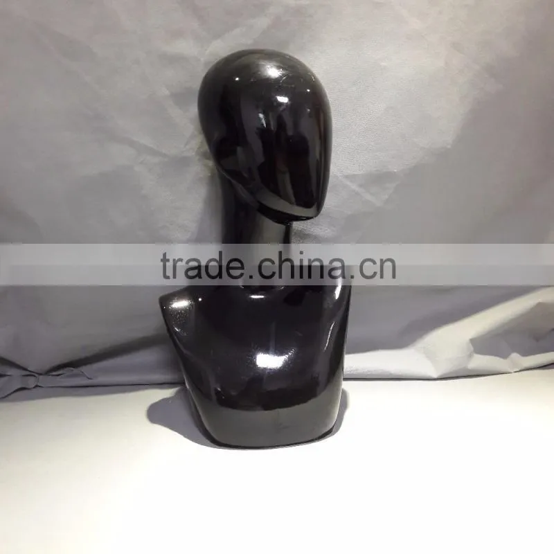 Fiberglass display head black head with shoulder hang scarves and shawls to display