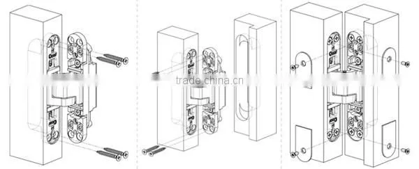 zinc alloy adjustable concealed tectus 340 3d hinge for wooden doors