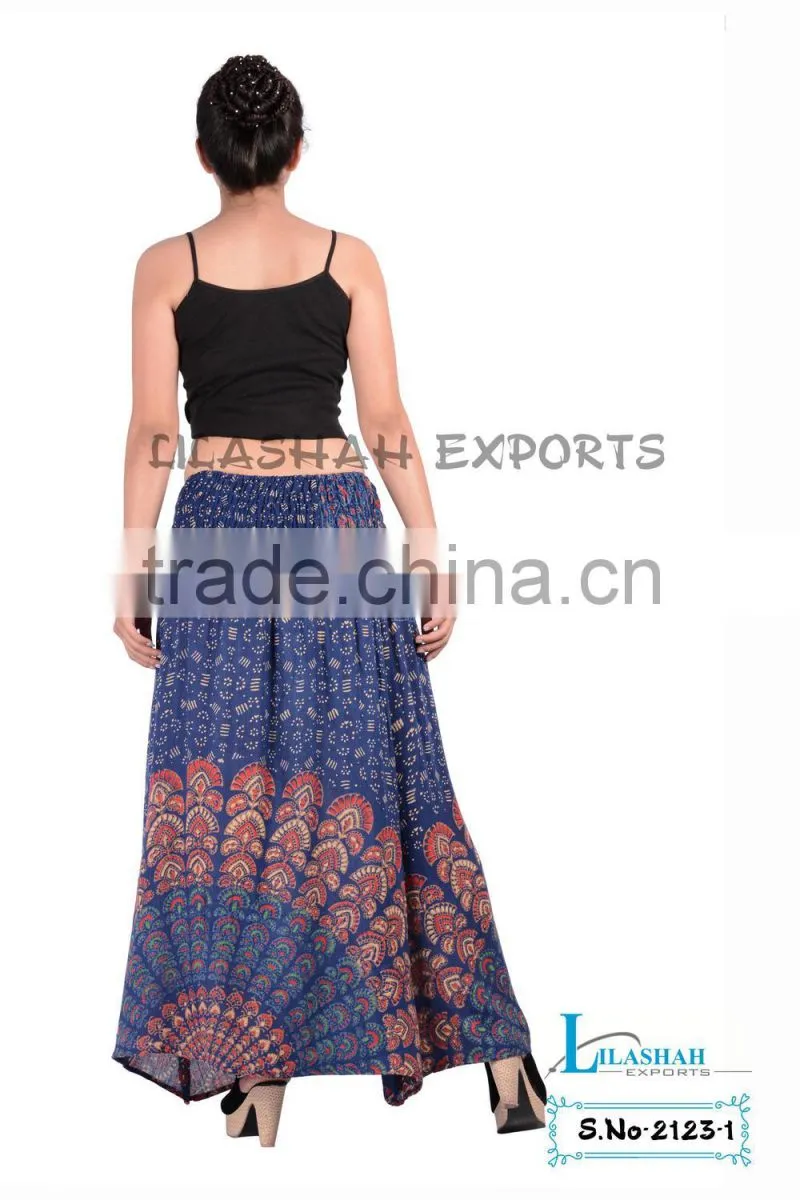 2123 Rayon Mandala Printed Long Skirt Rayon Block Printed Skirt Garments ladies fashion skirts woman skirt suit skirts