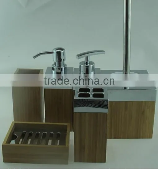 bamboo and stainless bathroom set