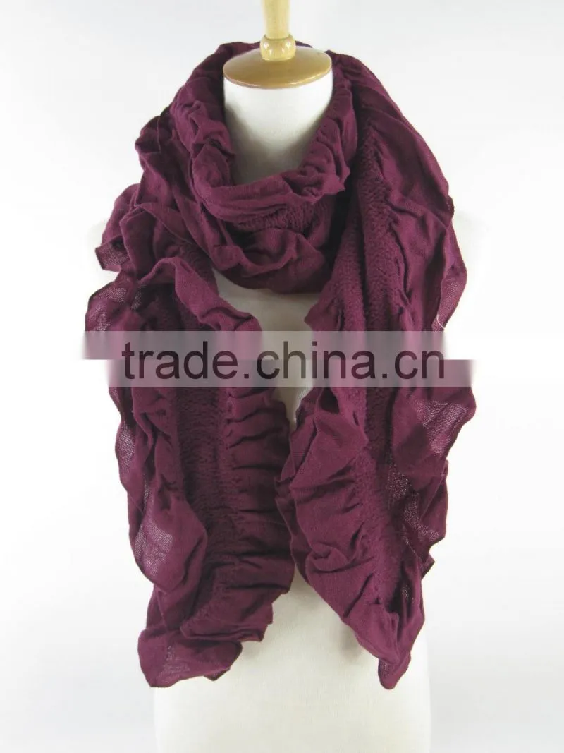 STOCK ITEM fashion elastic 100% acrylic scarf aubergine scarves