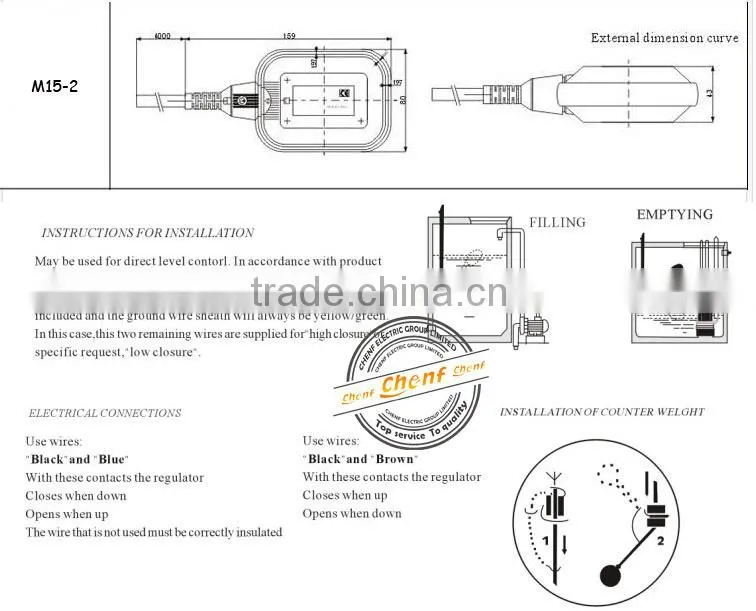 Hot Sell Newest Electronic Water Level Float Control Switch 250V with 3M Cable