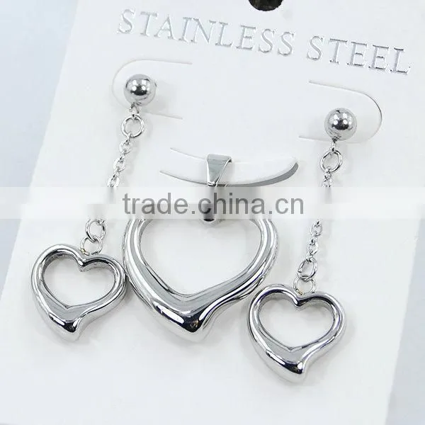 Fashion laser cut pendant Stainless steel jewelry set
