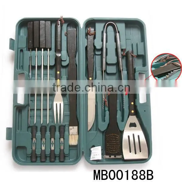 18pcs wooden handle bbq tools