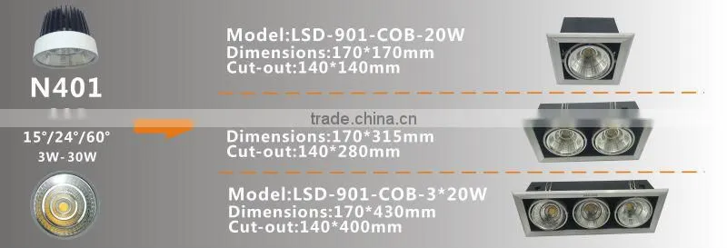 Double head 2 * 25W cob led downlight with epistar chip, CE&RoHS