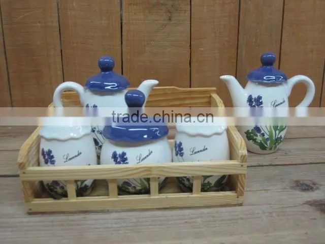 New lavender design ceramic condiment set tableware full condiment set