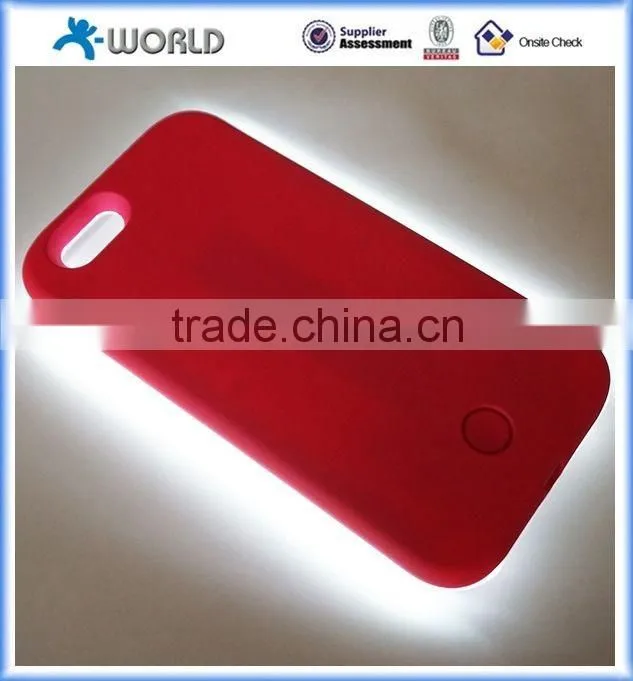 high protective phone case with led light & buit-in battery light selfie phone case