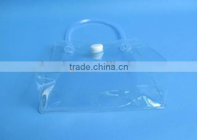 Customized mini plastic travel pocket bag with carrier handle