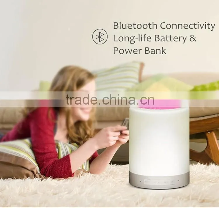 2016 Newest Portable LED Lamp Bluetooth Speaker Touch Induction Change Colour Romatic Lamp Hands-free Call TF Card Speakerphone