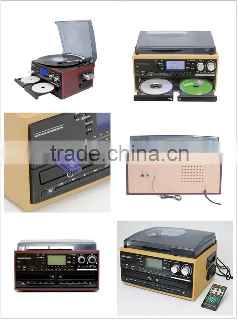 Rain Lane Double CD Player electric Gramophone and cassette encoding vinyl player