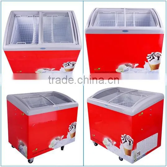 BEST SELLER curved chest ice cream showcase freezer sliding door freezer