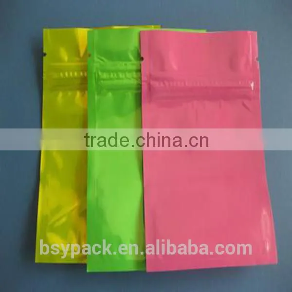 Three side sealed foil packaging bag with zipper