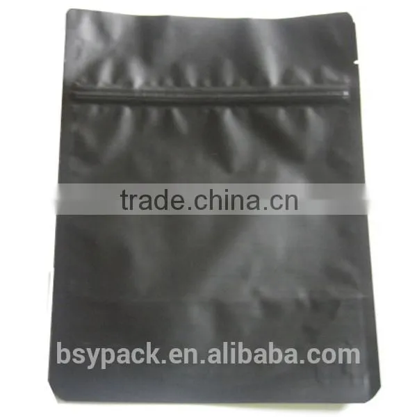 Three side sealed foil packaging bag with zipper