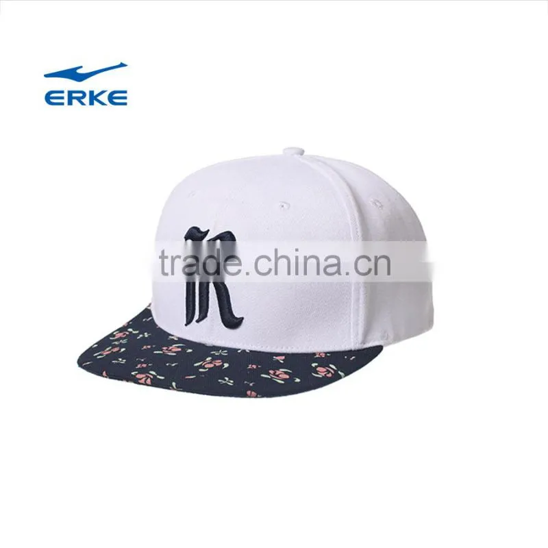 ERKE casual adjustable flat bill vintage hats hip pop baseball caps snapback with flower brim