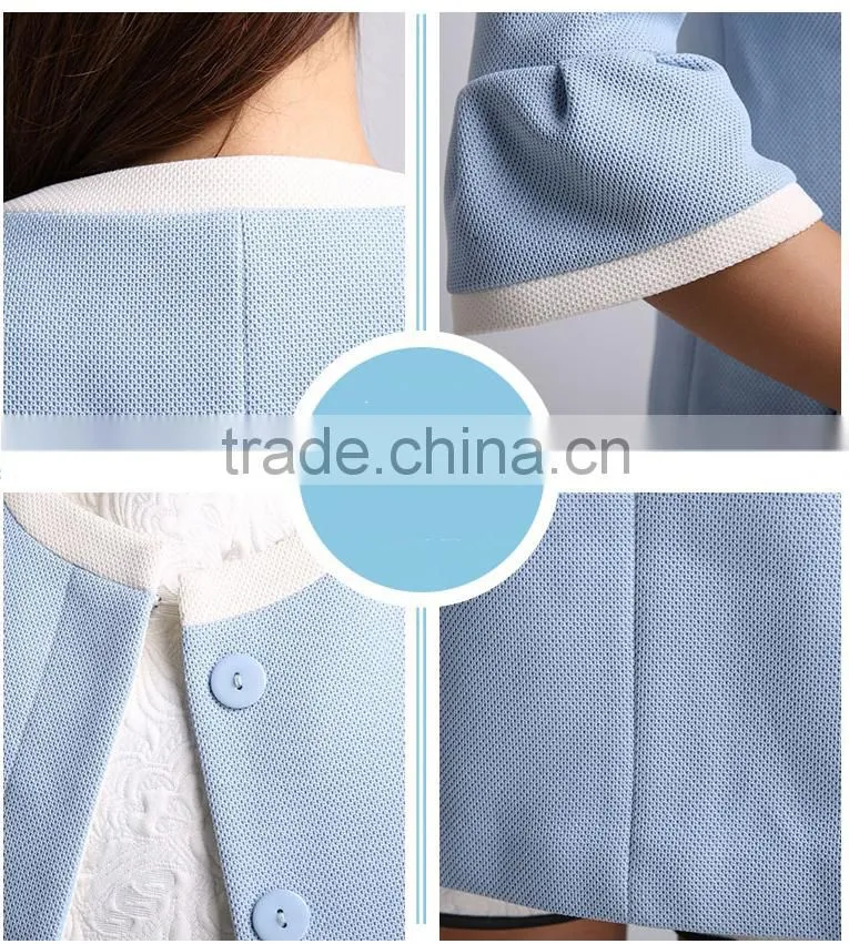 Autumn fashion horn sleeve blue dress