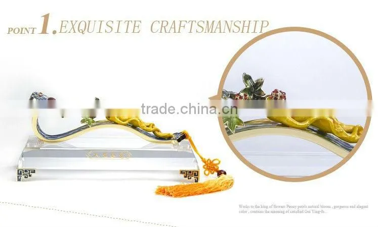 RORO Chinese Traditional Wishful Life Ruyi ginseng enamel crystal decorative article for home decoration