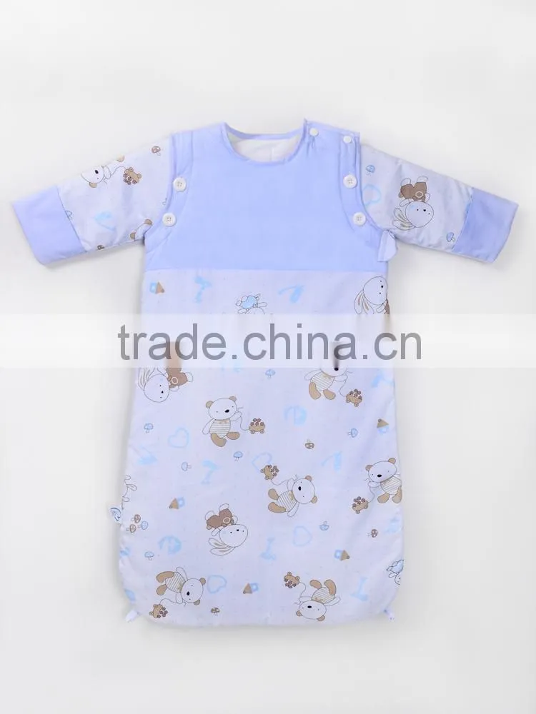 Comfortable and Good Quality 100% Cotton Baby Sleeping Bag with 4 colors