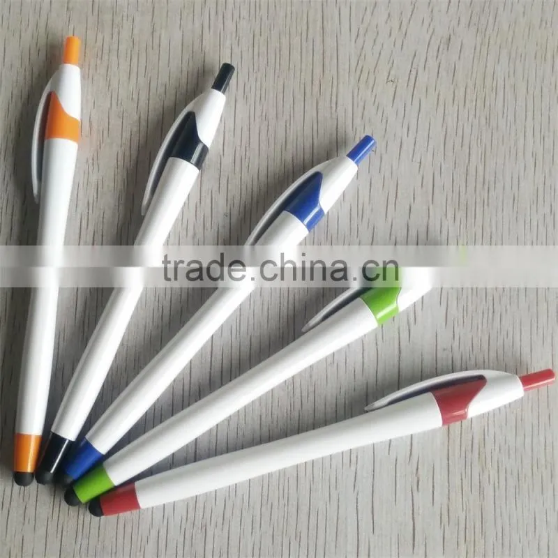 White barrel promotional ballpen with stylus touch