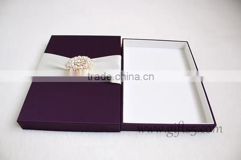 2016 latest Luxury Wedding Gift Box Wedding Invitation Box with ribbon custom made