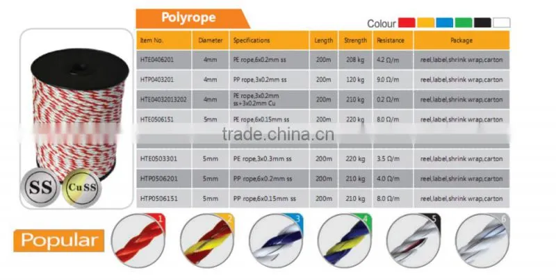 farm electric fence polyrope supplier