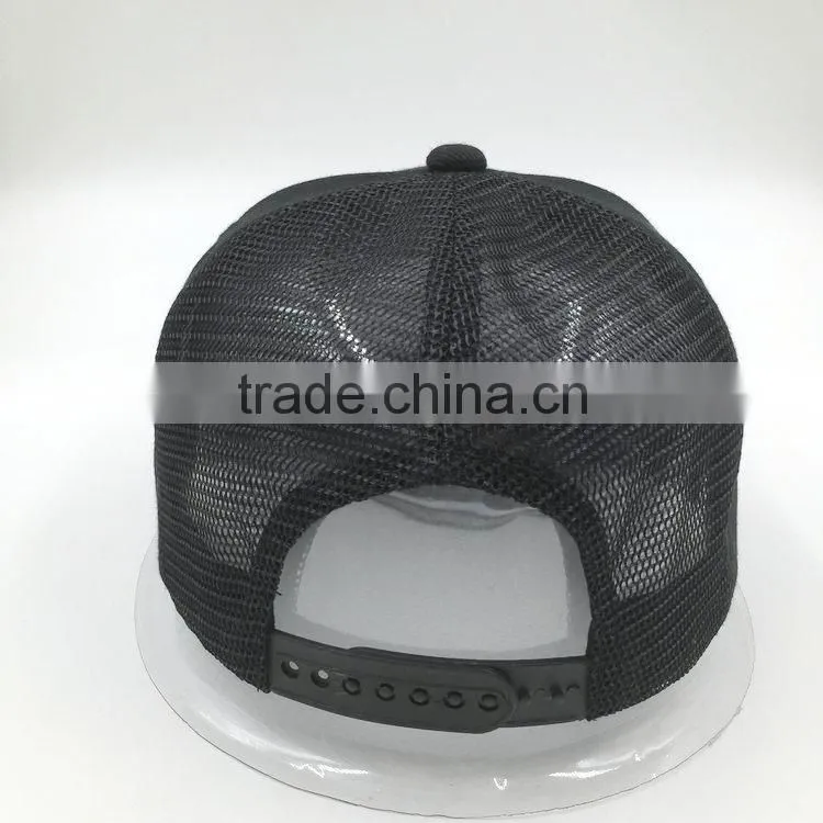 Custom embroidery black mesh snapback hats wholesale